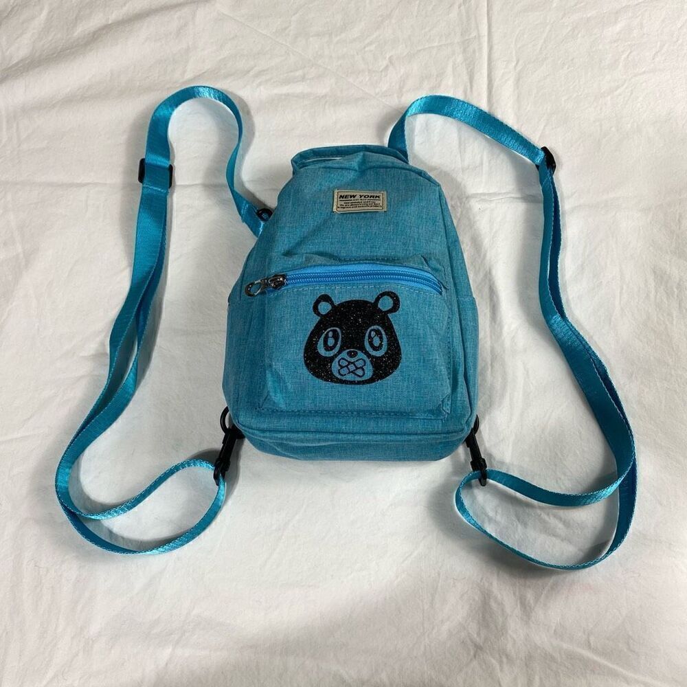 OWNYC Blue Mini Backpack Black Sparkle Bear - New